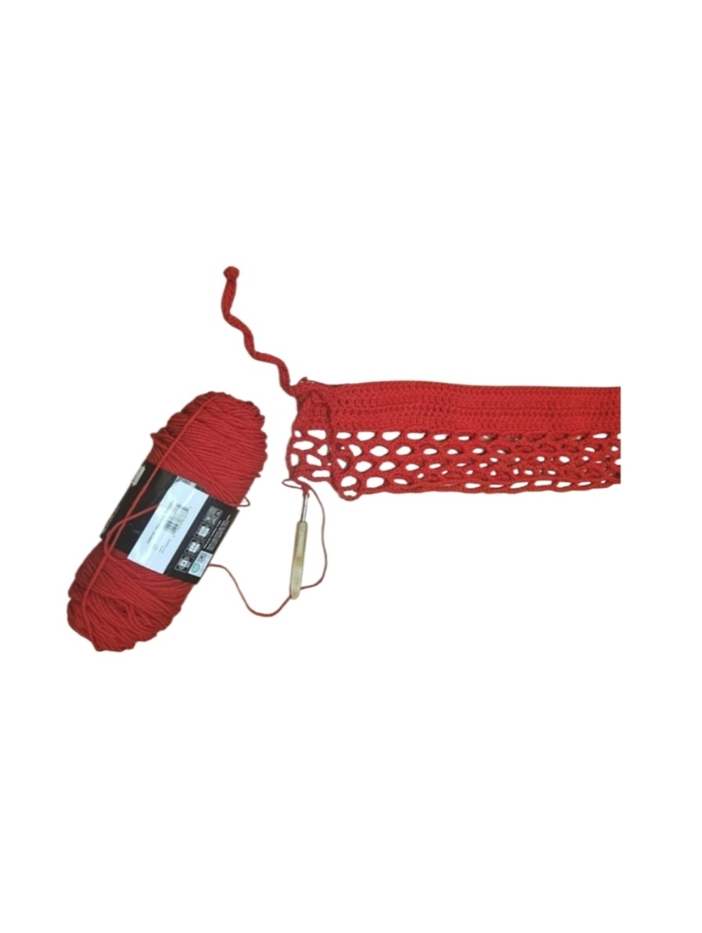 HAND CRAFTED Open-Knit Red Crochet Shrug Sweater 5-way Acrylic Summer Piece - Picture 10 of 16
